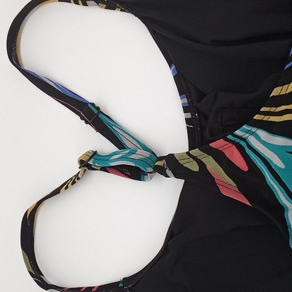 Coco Reef‎ Retro Swirl Current Mesh Layer Underwire Tankini Top Black 34D - Picture 9 of 12